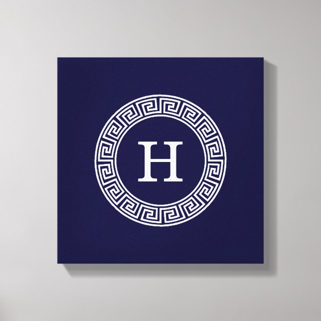 Initialmonogramm für den Navy Blue Whites griechis Leinwanddruck (Vorderseite)