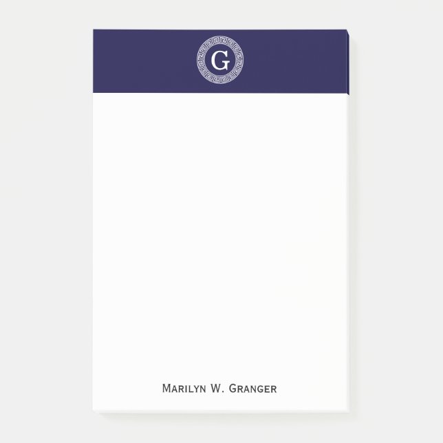 Initialmonogramm für den Navy Blue Whites griechis Post-it Klebezettel (Vorderseite)