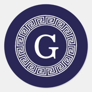 Initialmonogramm für den Navy Blue Whites griechis Runder Aufkleber