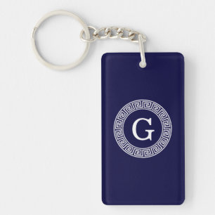 Initialmonogramm für den Navy Blue Whites griechis Schlüsselanhänger
