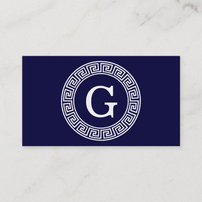 Initialmonogramm für den Navy Blue Whites griechis Visitenkarte (Vorderseite)