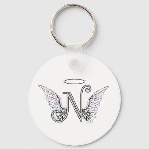 Initialmonogramm mit Angel Wings & Halo Schlüsselanhänger