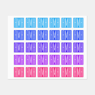 Initialmonogramm Multi Bright Colors v2 Etiketten
