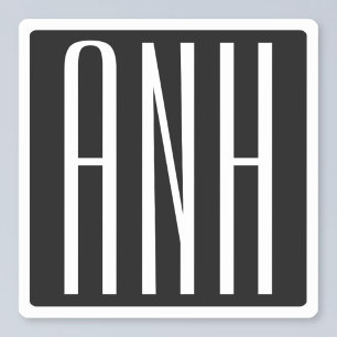 Initialmonogramm   Schwarz weiß Aufkleber