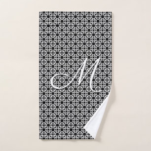 Initialmonogramm Schwarz/Weiß Badhandtuch Set