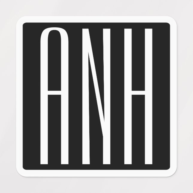 Initialmonogramm | Schwarz weiß Etiketten (Design 5)
