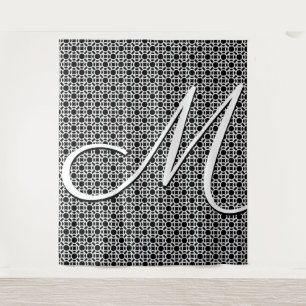 Initialmonogramm Schwarz/Weiß Wandteppich