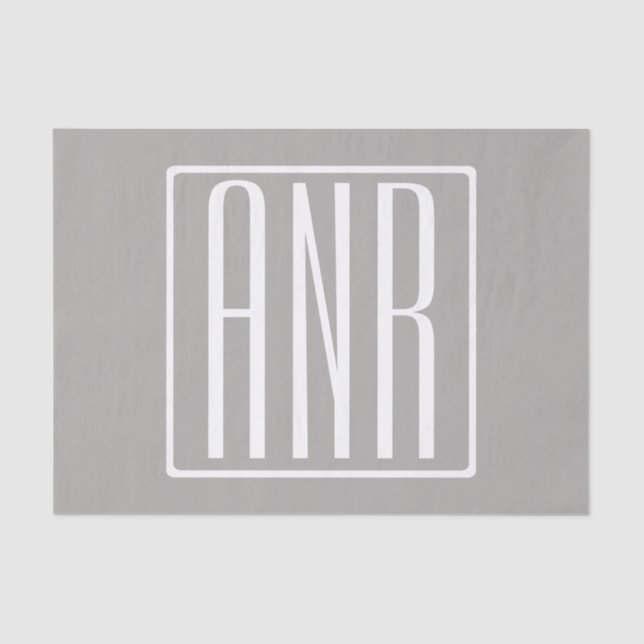 Initialmonogramm | Weiß auf hellgrau Seidenpapier (Vorderseite)