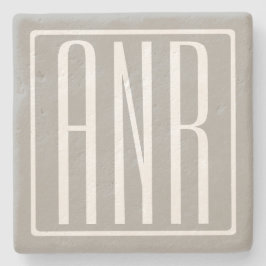 Initialmonogramm | Weiß auf hellgrau Steinuntersetzer