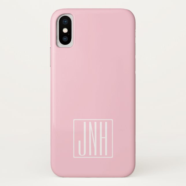 Initialmonogramm | Weiß auf hellrosa Case-Mate iPhone Hülle (Rückseite)