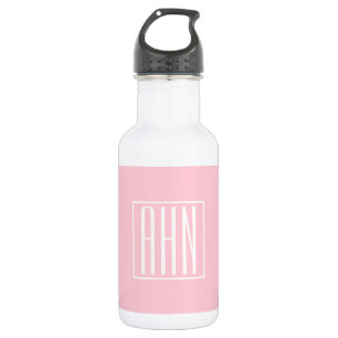 Initialmonogramm Weiß auf hellrosa Edelstahlflasche