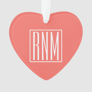 Initialmonogramm Weiß auf Korallen Ornament