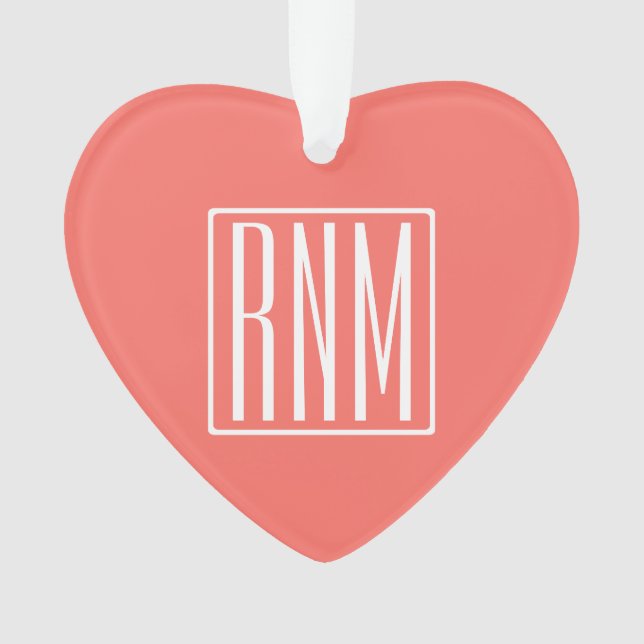 Initialmonogramm | Weiß auf Korallen Ornament (Vorderseite)