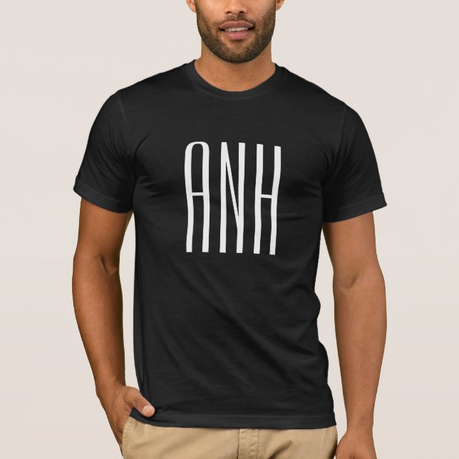 Initialmonogramm | Weißschwarz T-Shirt (Vorderseite)