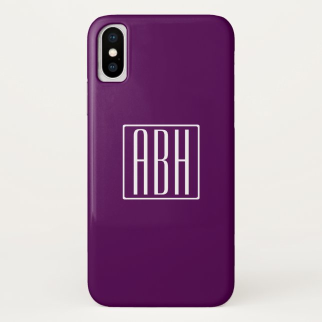 Initialmonogramm | White on Deep Lila Case-Mate iPhone Hülle (Rückseite)