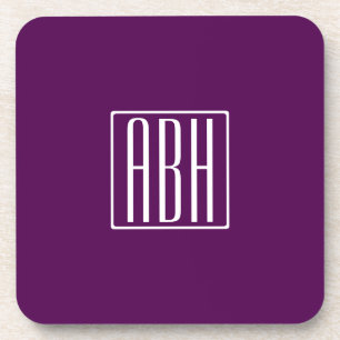 Initialmonogramm   White on Deep Lila Getränkeuntersetzer