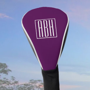 Initialmonogramm   White on Deep Lila Golf Headcover