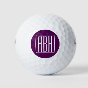 Initialmonogramm   White on Deep Lila Golfball