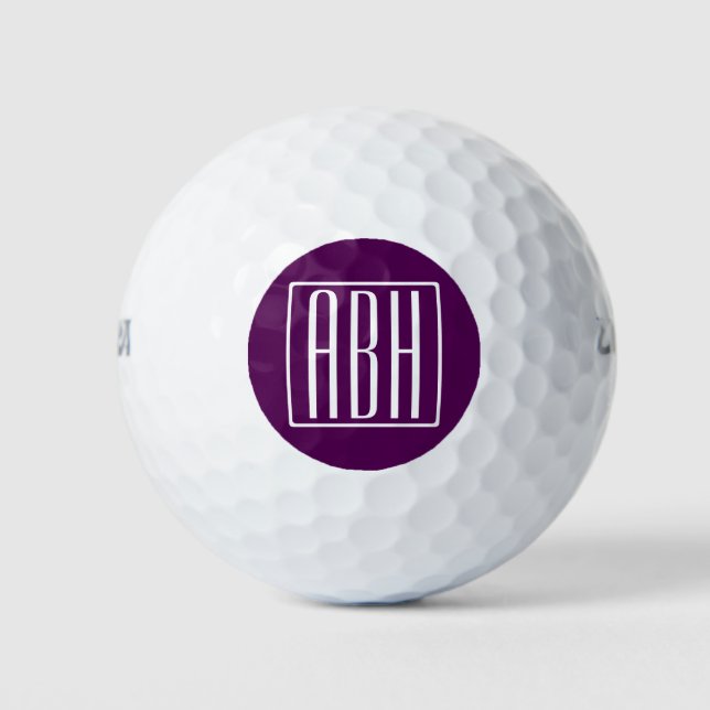 Initialmonogramm | White on Deep Lila Golfball (Vorderseite)