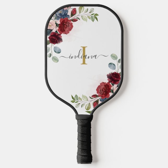 Initialname Burgundy Pickleball Schläger (Vorderseite)