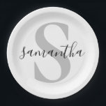 Initialname des benutzerdefinierten Monogramms Pappteller<br><div class="desc">Teller für das erste Monogramm-Namenspapier</div>