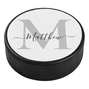 Initialname des Monogramms personalisieren Eishockey Puck