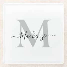 Initialname des Monogramms personalisieren Glasuntersetzer