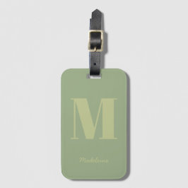 Initialname für das moderne Sage Green Minimal Mon Gepäckanhänger