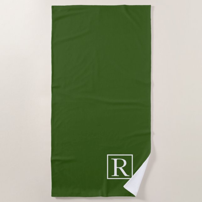 Initialname für Forest Green Monogram Niedlich Strandtuch (Vorderseite)