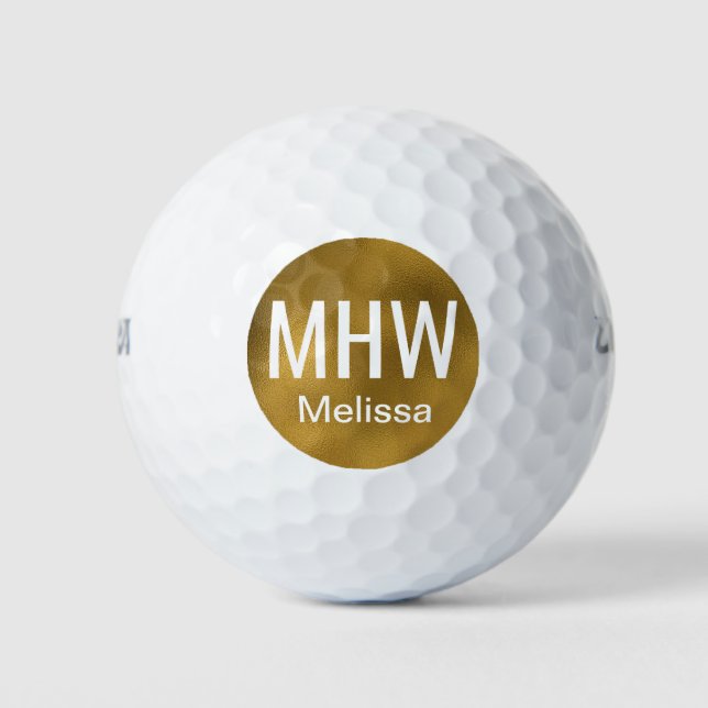 Initialname Gold Golf Balls Golfball (Vorderseite)