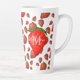 Initialname Latte-Tasse für das Erdbeermuster Milchtasse