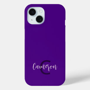 Initialname Minimalistisch Solid Deep Violet Case-Mate iPhone Hülle