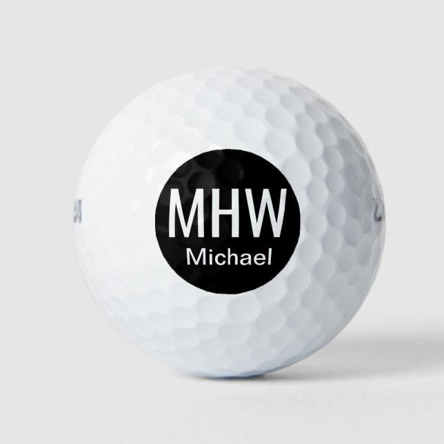 Initialname Schwarz Golfball (Vorderseite)
