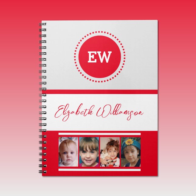 Initialnamen 4 Fotos grau hinzufügen Notizblock (Von Creator hochgeladen)