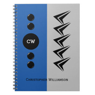 Initialnamen blau und grau hinzufügen notizblock