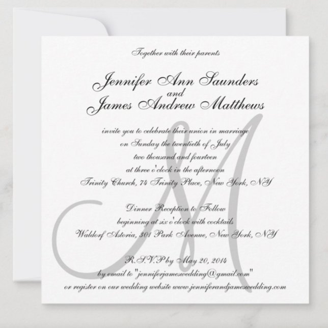 Initialnamen für Elegant Wedding Invitations Monog Einladung (Von Creator hochgeladen)