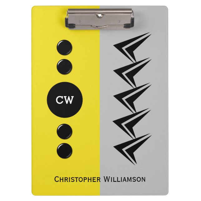 Initialnamen grau und gelb hinzufügen klemmbrett (Vorderseite)