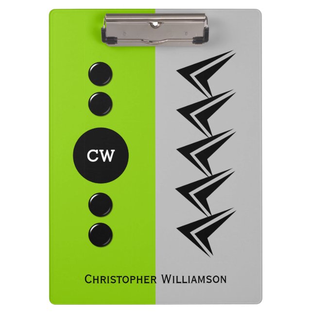 Initialnamen grau und grün hinzufügen klemmbrett (Vorderseite)