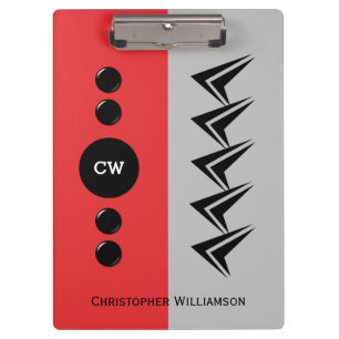 Initialnamen grau und rot hinzufügen klemmbrett