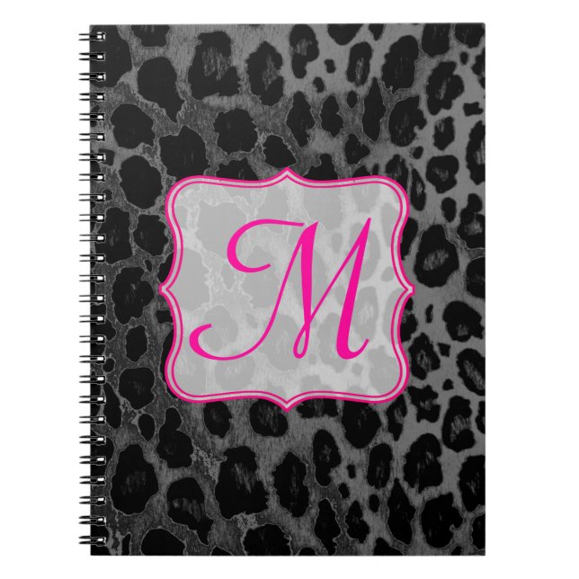 Initialnotiz Buch Cheetah Spot Animal Monogram (Vorderseite)