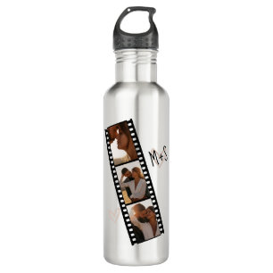 Initials 3 Foto Filmstrip mit Herz Edelstahlflasche