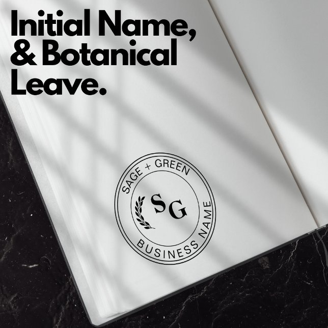 Initials Business Name Förderung botanischer Verla Gummistempel (Initials Business Name Promotional Botanical Leave Rubber Stamp)