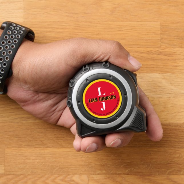 Initials des Builds Modernes Monogramm Rot Maßband (Zuhause)