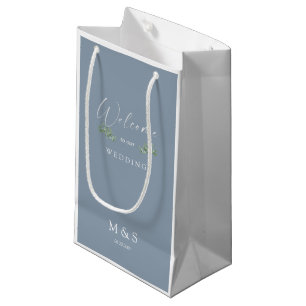 Initials Eucalyptus Gastgeschenk Hochzeit Dusty Bl Kleine Geschenktüte
