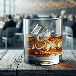 Initials für benutzerdefinierte graue Kalligrafie Whiskyglas