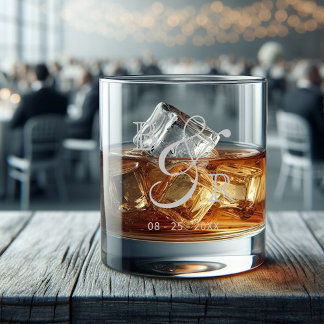 Initials für benutzerdefinierte graue Kalligrafie Whiskyglas