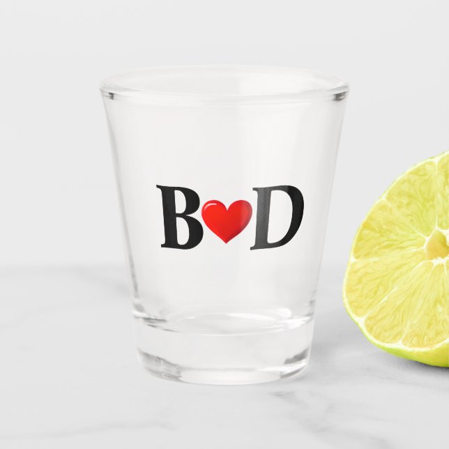 Initials Heart Personalisiert Schnapsglas (Vorderseite)