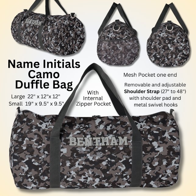 Initials hinzufügen Camouflage Browns Grays Duffle Bag (Von Creator hochgeladen)