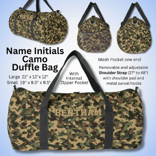Initials hinzufügen Camouflage Olive Green Brown Duffle Bag