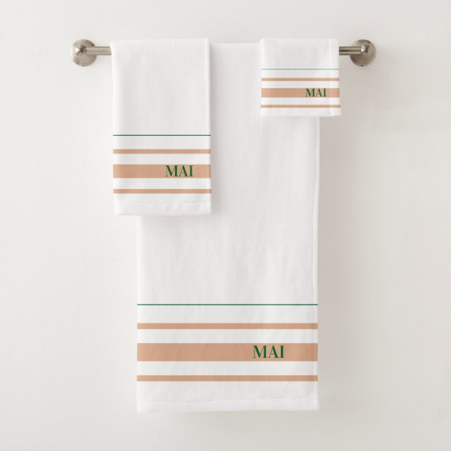 Initials minimalist earth tone Stripes White  Badhandtuch Set (Insitu)
